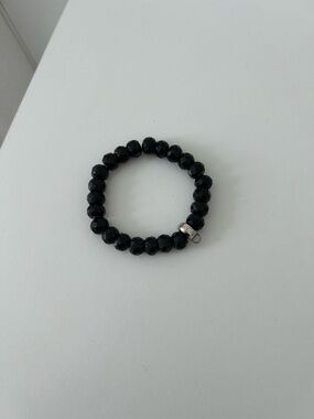 Thomas Sabo Black Obsidian Faceted Bead Bracelet with Silver Charm